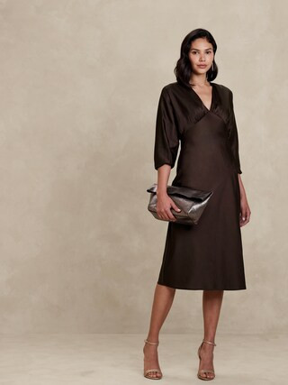 Bloussant-Sleeve Midi Dress | Banana Republic Factory