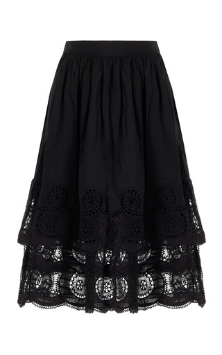 Drea Embroidered Cotton Tiered Midi Skirt | Moda Operandi (Global)