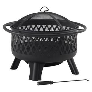 Hampton Bay Piedmont 30 in. Steel Fire Pit in Black with Poker-OFW992RA - The Home Depot | The Home Depot