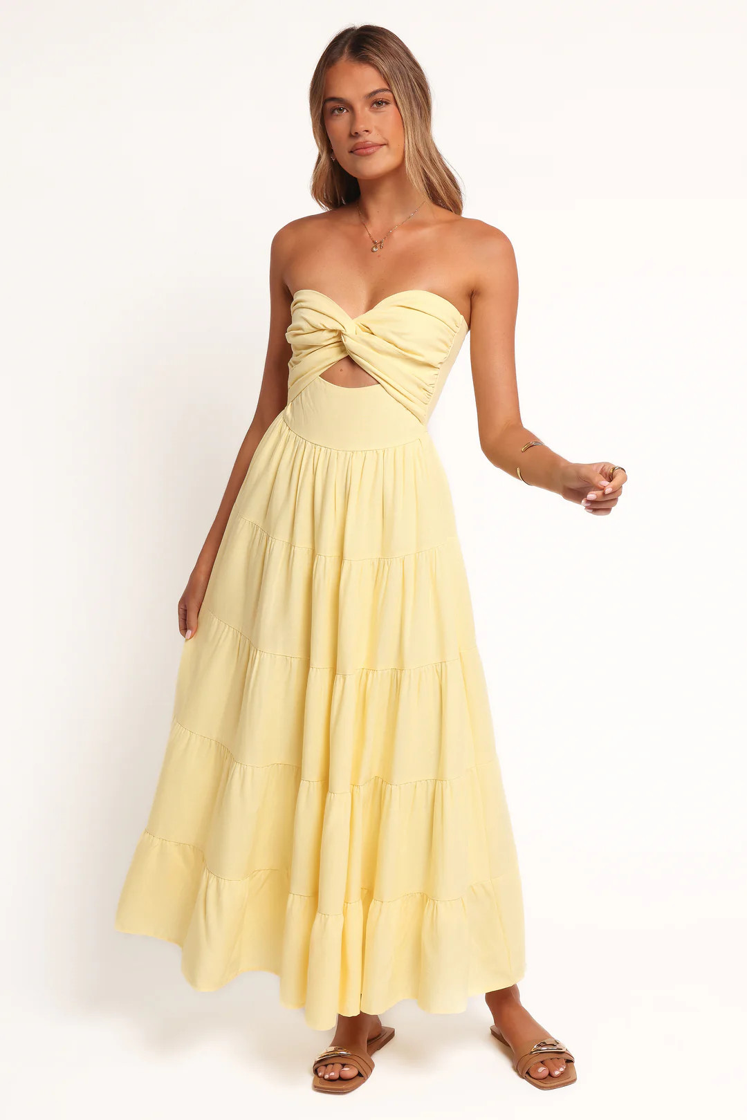 Sitara Strapless Midi Dress - Yellow | Petal & Pup (US)