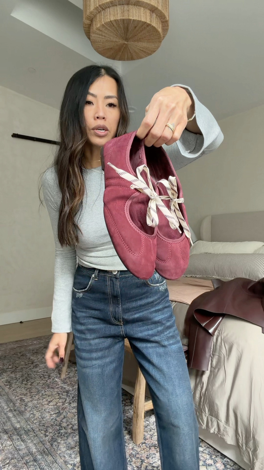 Jeans - size down wearing 26
Top - med (tts)
Jacket - med (Tts)
Burgundy flats - tts 

Zara haul - ballet flats
Brown fashion haul
Faux leather jacket 
