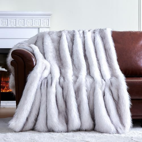 GEMBED Fluffy Faux Fur Throw Blanket – Super Soft Warm Thick Plush Blanket for Bed, Couch & Office, Cozy Fuzzy Throw with Flannel Backing,108"x90", White | Amazon (US)