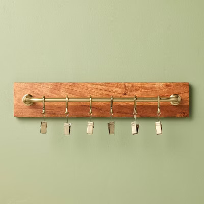 Brass and Wood Wall Rail with Clips - Hearth & Hand™ with Magnolia | Target