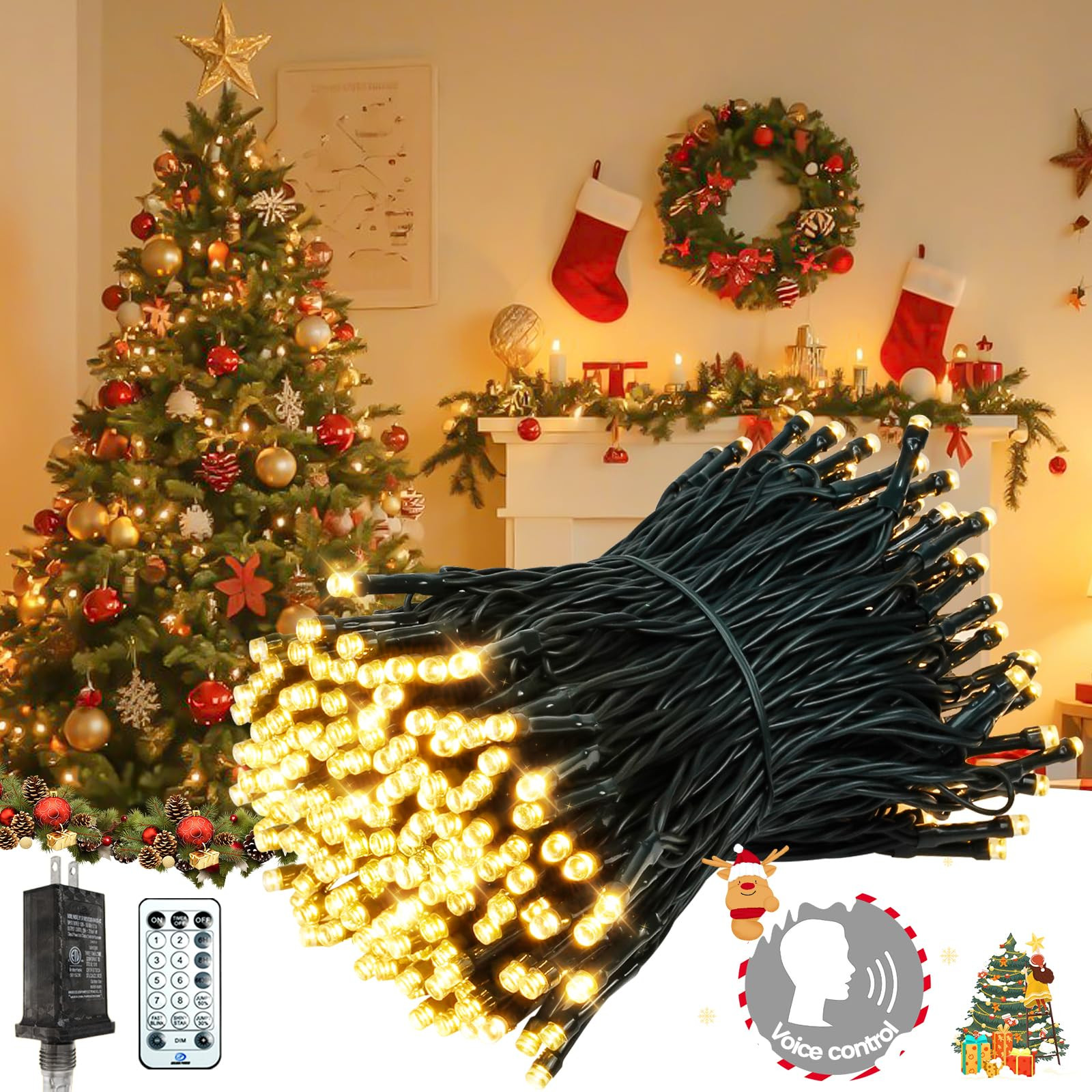 2025 New Voice Control 88ft 240LED Smart Christmas String Lights Outdoor/Indoor | String Lights w... | Amazon (US)