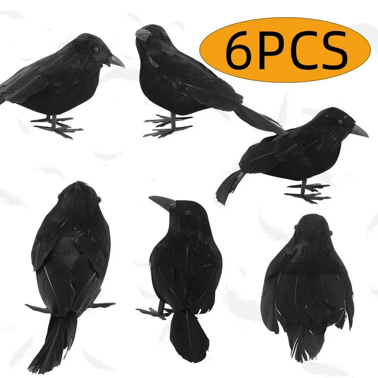 Halloween Birds Fake Crows Decoration Black Feathered Crows Realistic Looking Halloween Party Sup... | Walmart (US)