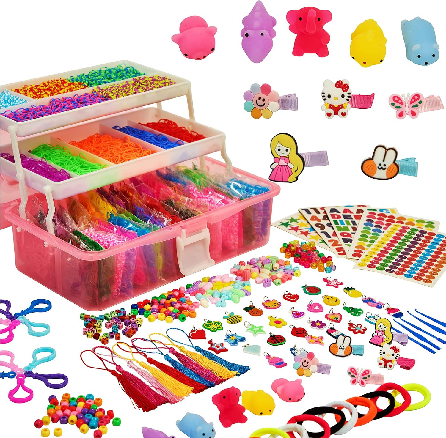 XYTLAX 16800+ Loom Bands Kit with 3 Layer Container, 35 Colors, 500 S-Clips, 300 Beads, 30 Charms... | Amazon (US)