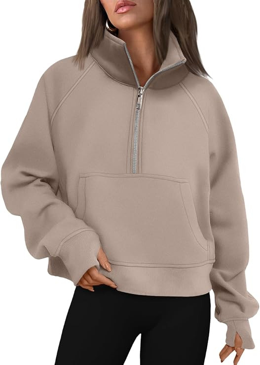 AUTOMET Womens Sweatshirts Half Zip Fleece Pullover Fall Outfits | Fall Fashion Clothes 2026,Crop... | Amazon (US)