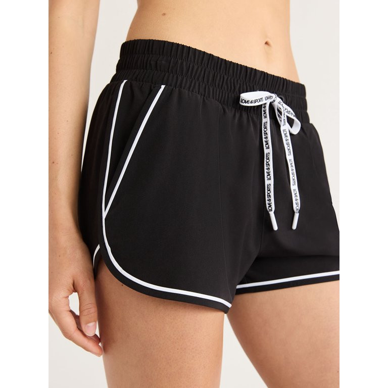 Love & Sports Women's Vintage-Inspired Piped Running Shorts, 3” Inseam, Sizes XS-XXXL | Walmart (US)