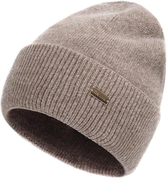 jaxmonoy Wool Knit Beanies Winter Hats for Women and Men Soft Cashmere Warm Double Layer Ladies S... | Amazon (US)