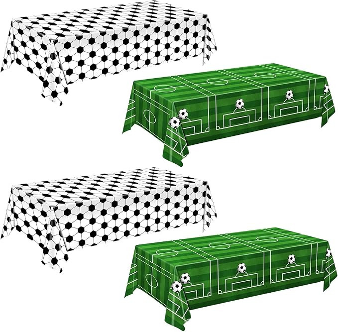 QIYANPAX 4 Pieces Soccer Tablecloths - Soccer Birthday Party Decorations Soccer Table Cloth Socce... | Amazon (US)