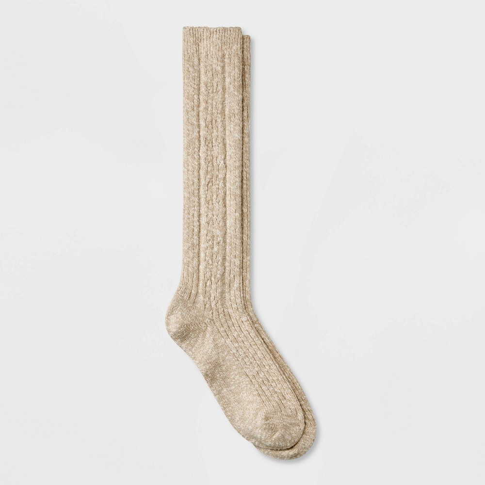 Women's Cotton Ribbed Side Cable Knee High Socks - Universal Thread Oatmeal 4-10 | Target