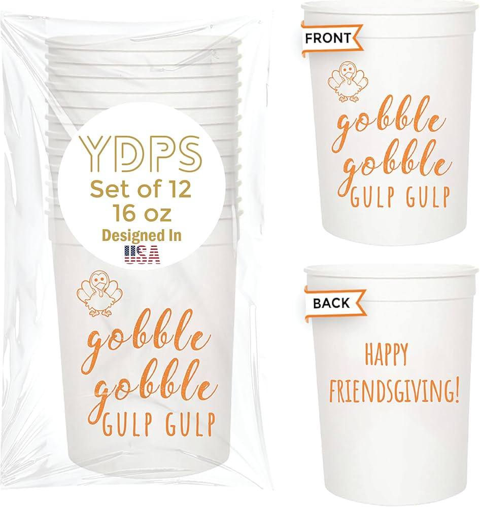 Your Dream Party Shop Thanksgiving Cups, Gobble Gobble Gulp Gulp,12 Pcs Friendsgiving Cups, 16 oz... | Amazon (US)