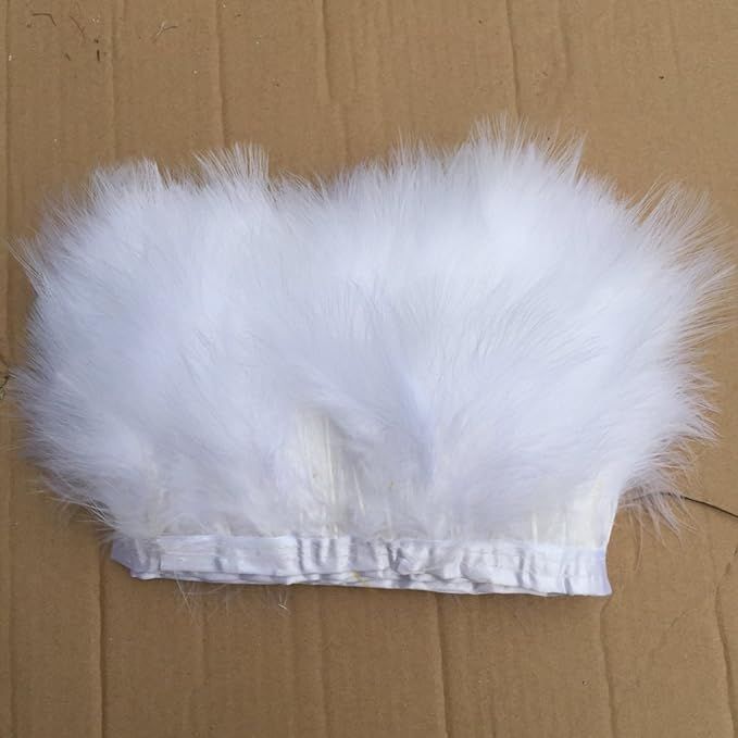 Shekyeon 2yards Marabou Turkey Feather Trim for Costume Decoration(White) | Amazon (US)