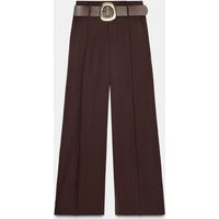 Zara - Wide Leg Belted Pants - Women - Dark Maroon - Women | Zara US