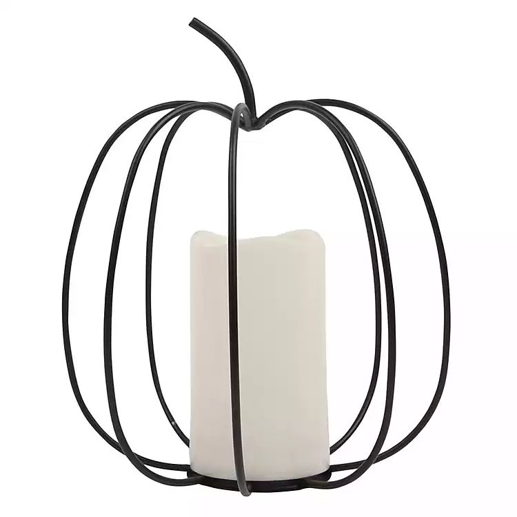 Black Metal Wire LED Pumpkin Lantern | Kirkland's Home