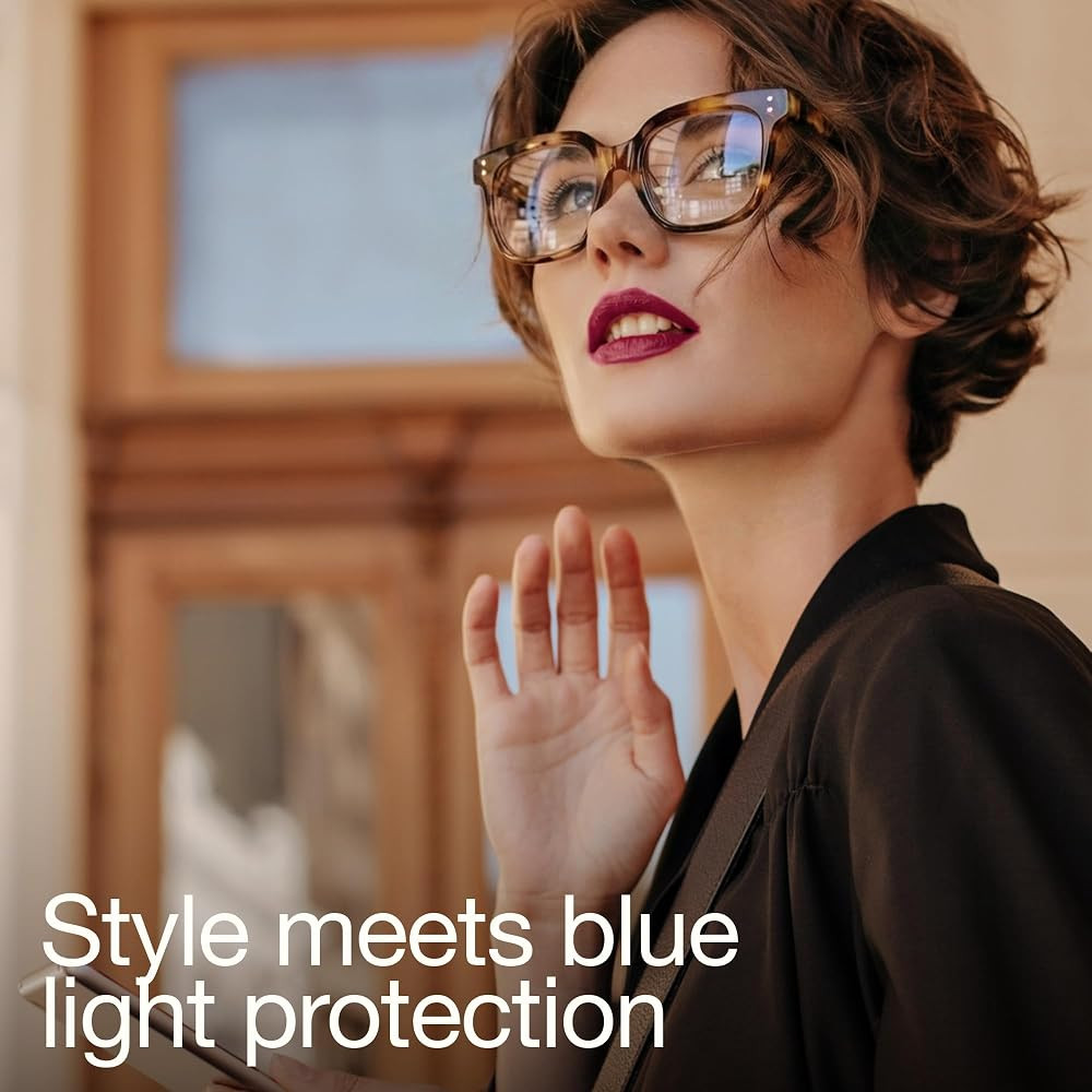 Blue Light Glasses for Women - Oversized UV & Blue Light Blocker Chunky Frames, Stylish Eyewear A... | Amazon (US)