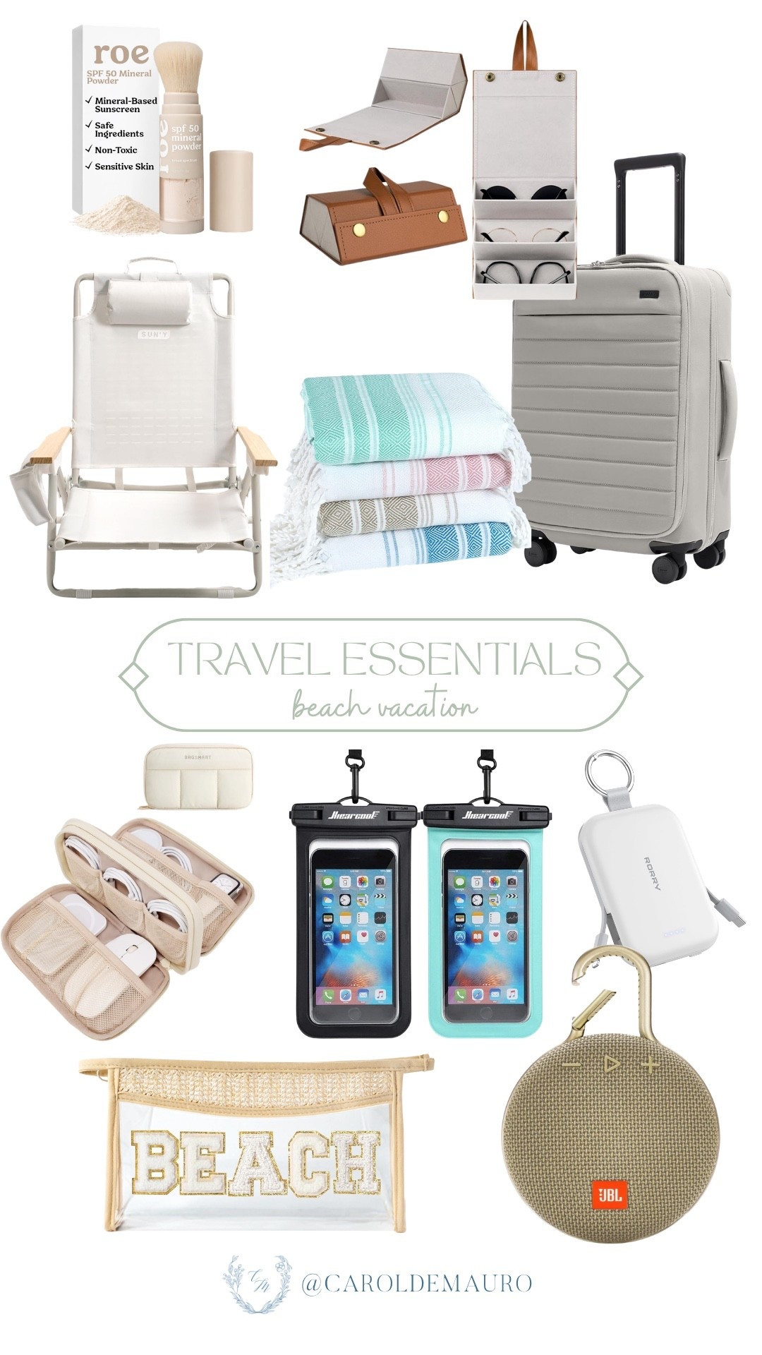 Pack your bags for your next getaway with organized must-haves like the hard-shell carry-on, multi-pair sunglasses case, and cable organizer bag. You'll be ready for any beach day with the JBL clip speaker, waterproof phone pouches, and mineral powder SPF to keep you protected and entertained under the sun.

amazon finds, travel essentials, summer must haves, looks and luggage, vacation finds, organization tips, jetsetter guide, packing cubes

#LTKSeasonal #LTKU #LTKTravel