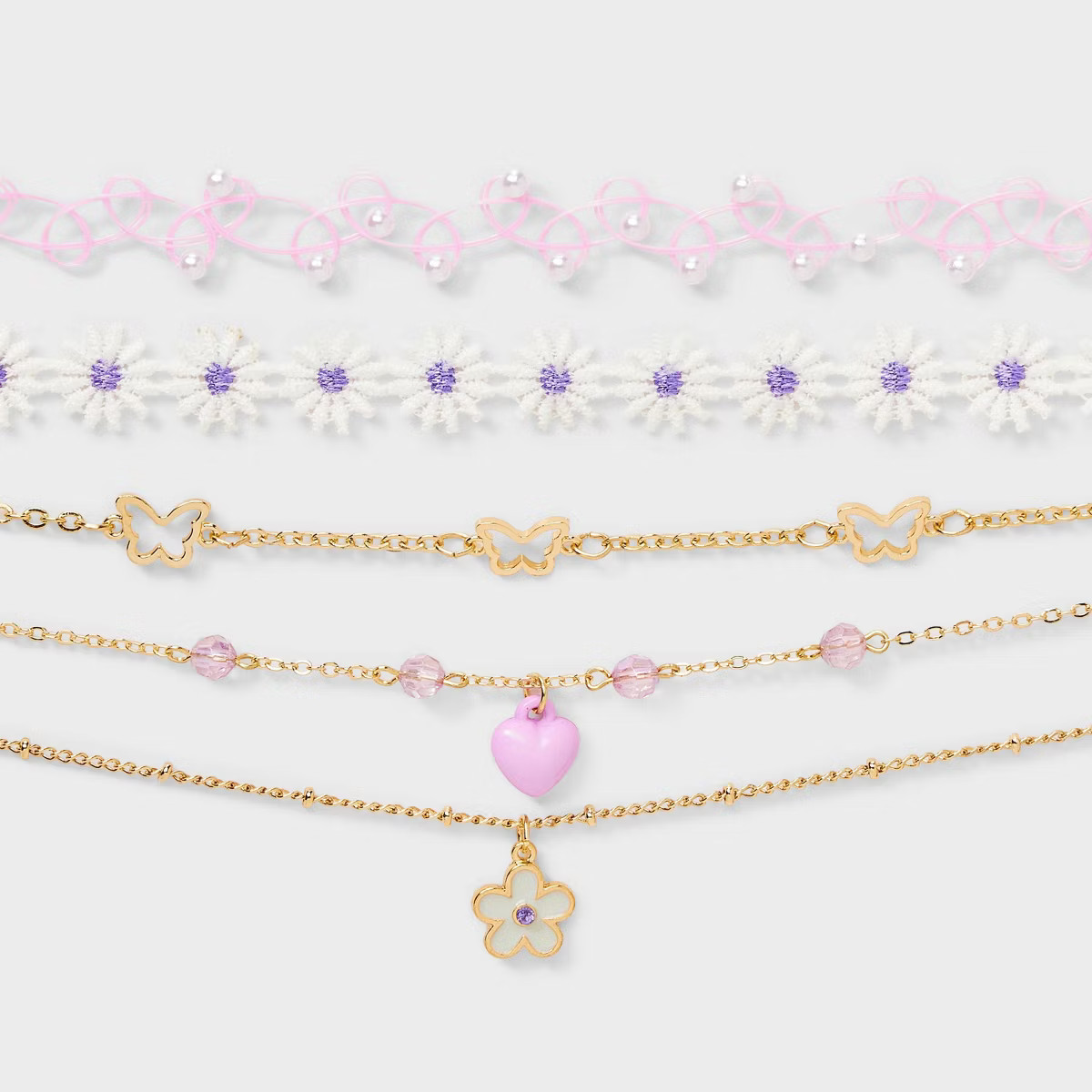 Girls' 5pk Flowers and Butterflies Necklace Set - Cat & Jack™️ | Target