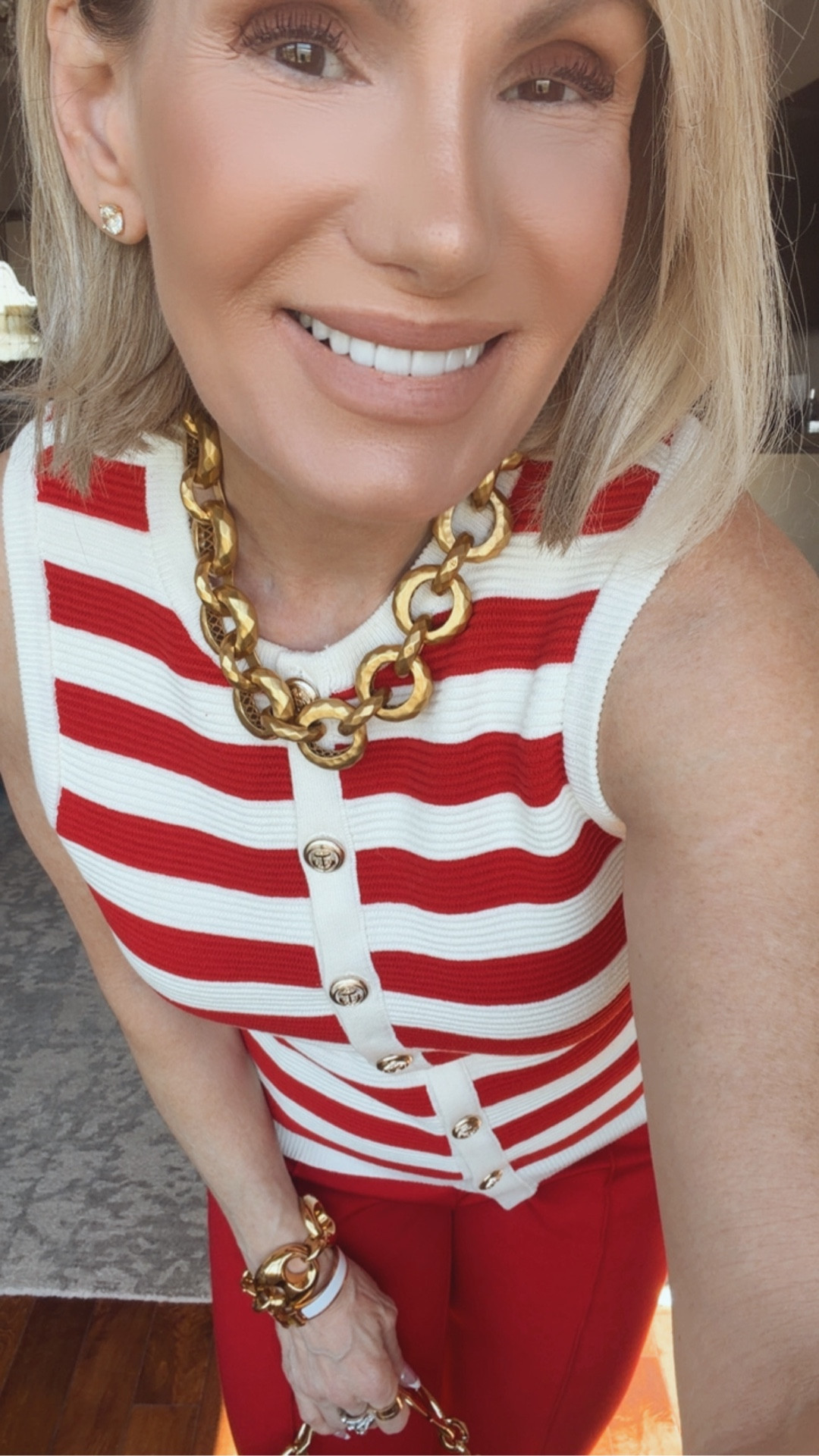 ❤️Stripes❤️ #stripes #redandwhite #sleevesless #over50style#over50 #midlifestyle #mothersdaylook 

#LTKootd #LTKOver40 #LTKgrwm