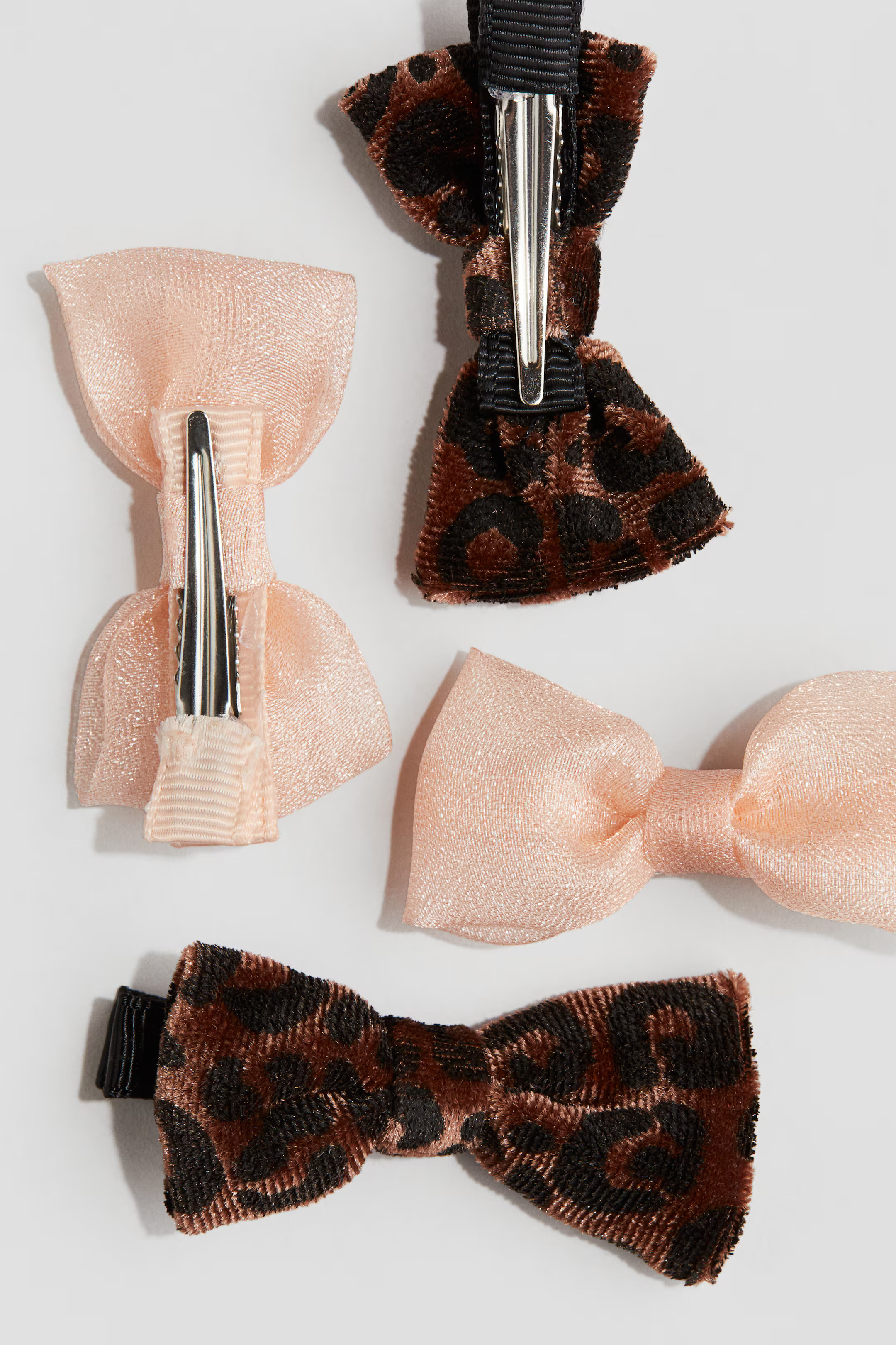 4-pack Hair Clips - Brown/light pink - Kids | H&M US | H&M (US + CA)