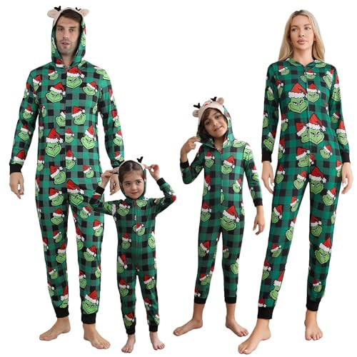FOTN Ugly Christmas Onesie's, Family Matching Lazy Funny Holiday Zip Up One-Piece Pajamas Comfy Loungewear Pjs for Women Men Couples Jammies(S704, Men, XX-Large) | Amazon (US)