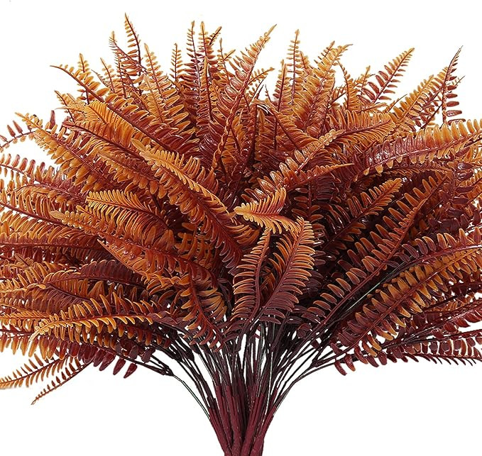 RECUTMS Artificial Boston Fern UV Resistant Faux Outdoor Plants 6 Bundles Realistic Fake Greenery... | Amazon (US)