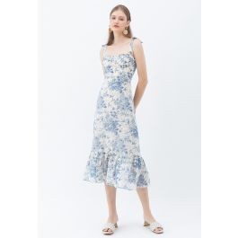 Swallow and Rose Printed Tie-Strap Midi Dress | Chicwish