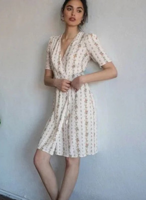 REFORMATION Laurent Mini Wrap Dress in Poppyseed Flower US Size M  | eBay | eBay US