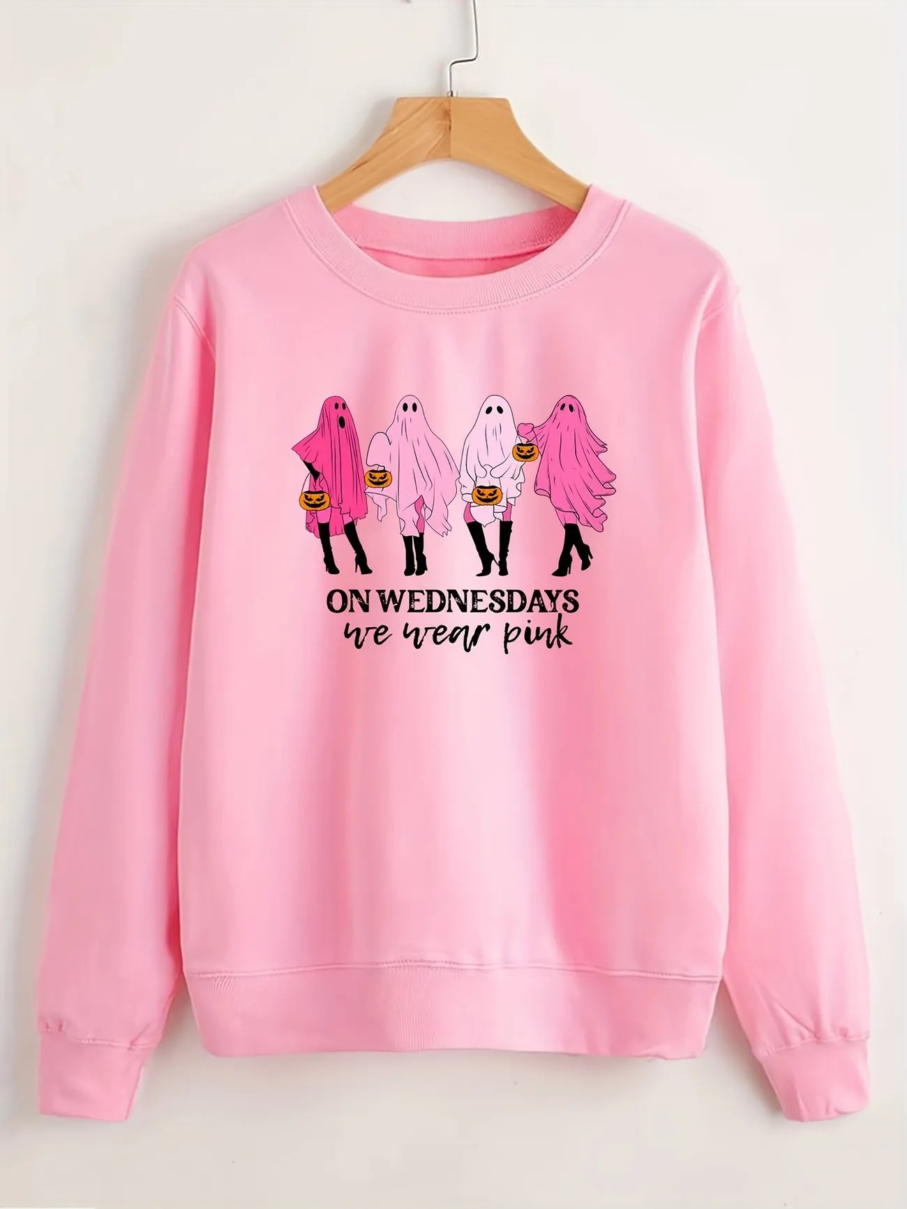 Halloween Pink Ghost Print Sweatshirt, Casual Long Sleeve Crew Neck Sweatshirt For Fall & Winter,... | Temu Affiliate Program
