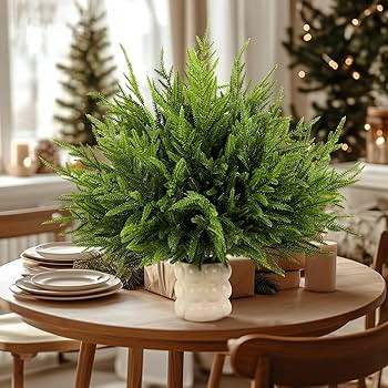 12 PCS Norfolk Pine Stems, Faux Christmas Tree Decoration Pine Branches with Pine Cone for Home/O... | Amazon (US)