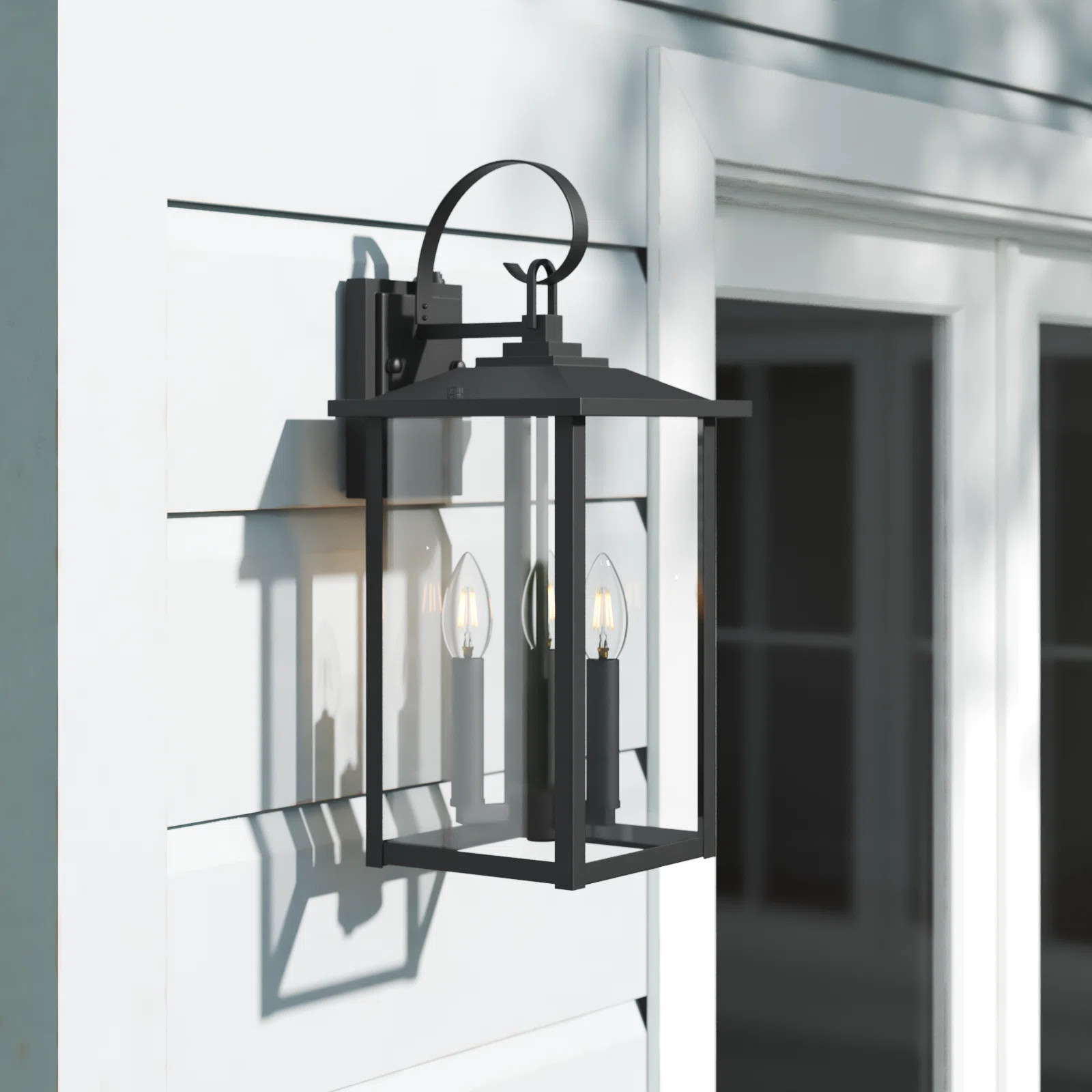 Dallas 3 - Bulb 19.88'' H Outdoor Wall Lantern with Dusk to Dawn | Wayfair North America