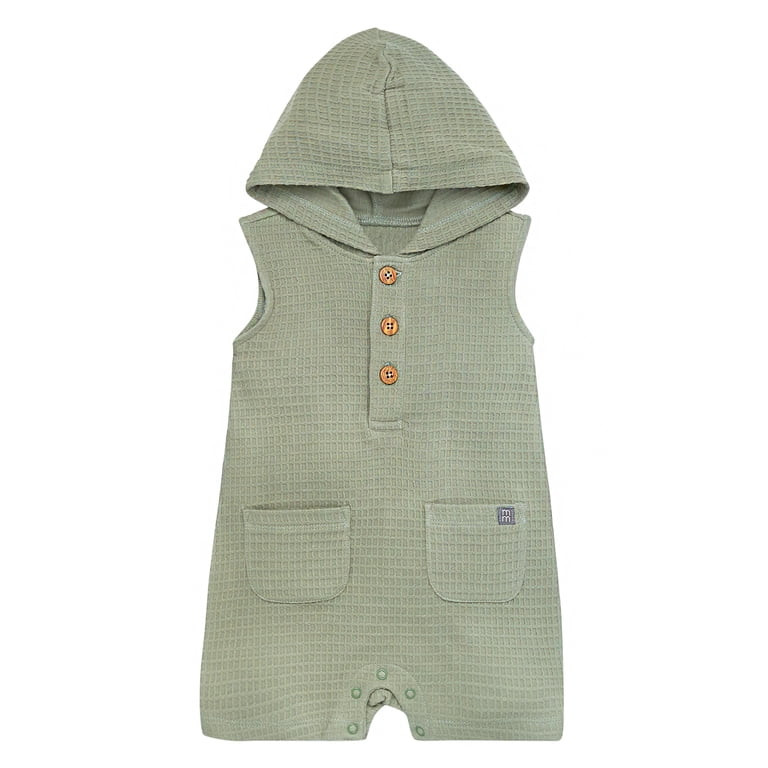 Modern Moments by Gerber Baby Boy Cotton Hooded Sleeveless Romper, Sizes 0/3 Months - 24 Months | Walmart (US)
