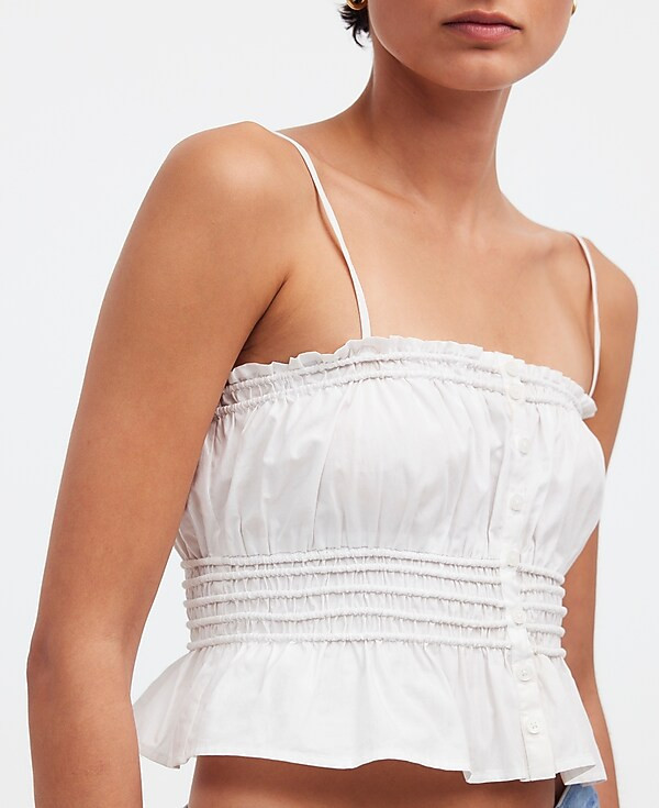 Smocked Button-Front Top in Poplin | Madewell