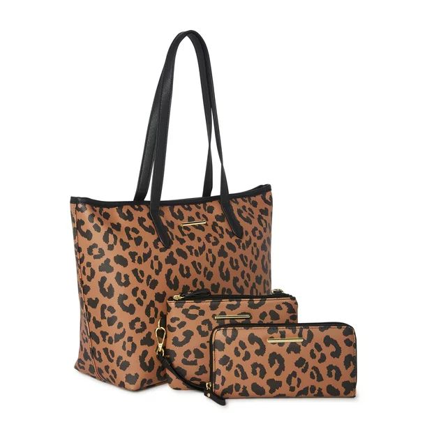 Time and Tru Women's 3-Piece Handbag Set Leopard - Walmart.com | Walmart (US)