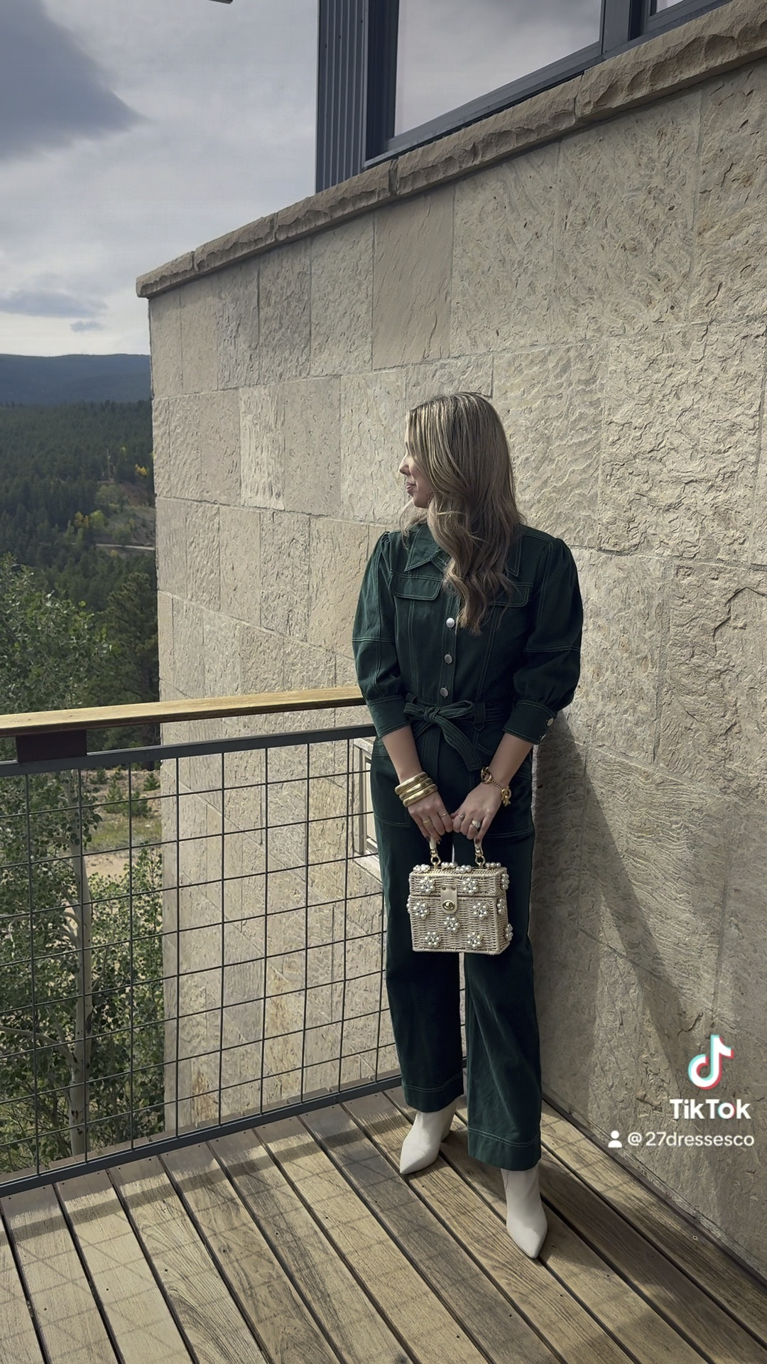 Game day outfit of the week 💚 Jumpsuit is McKenzie James, booties are Dolce Vita and daisy bag is By Jenna Lee—all sold out but linking similar items. All jewelry is in stock and linked!

#LTKVideo #LTKStyleTip