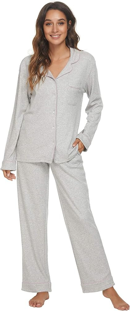 HEARTNICE Womens Pajama Set, Soft Long Sleeve Pajamas & Long Pants with Pockets, Warm Button-up S... | Amazon (US)