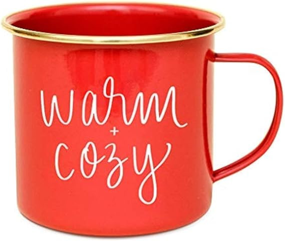 Sweet Water Decor "Warm & Cozy Christmas Coffee Mug | 18oz Galvanized Steel Festive Coffee Cup | ... | Amazon (US)
