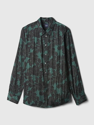 Pleated Satin Boyfriend Shirt | Gap (US)
