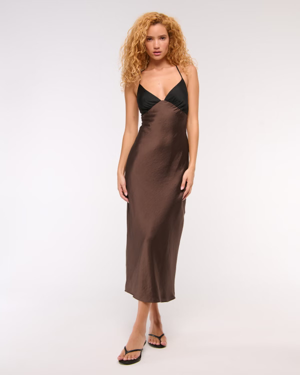 The A&F Julia Slip Tie-Back Maxi Dress | Abercrombie & Fitch (US)