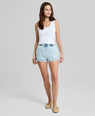 Women's Denim High Rise Pull-On Shorts, Macy's Exclusive | Macy's