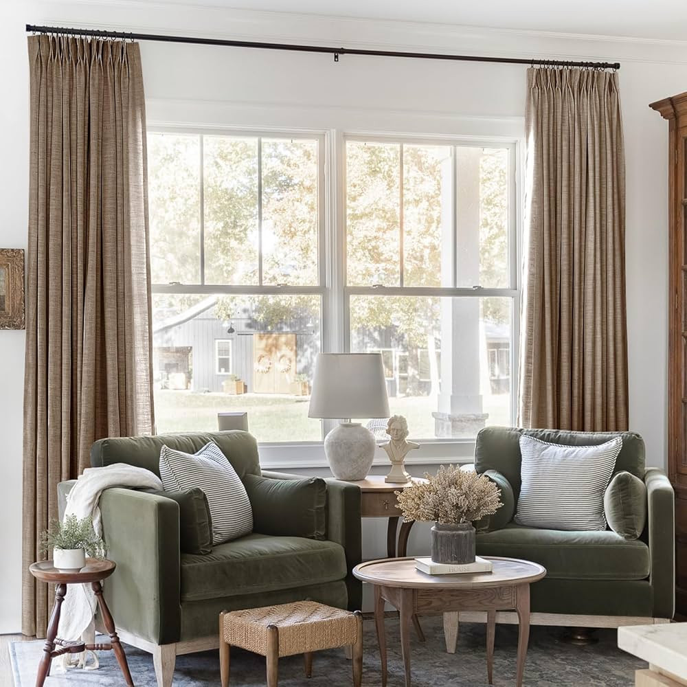 TWOPAGES 52 W x 96 L inch Pinch Pleat Unlined Darkening Drape Faux Linen Curtain Drapery Panel fo... | Amazon (US)