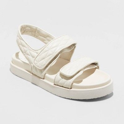 Women&#39;s Ruthie Quilted Footbed Sandals - A New Day&#8482; Off-White 6.5 | Target