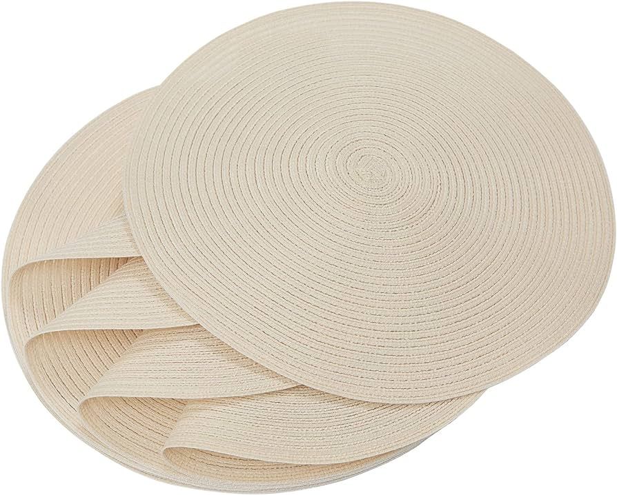 Smaafit Round Braided Placemats, Set of 6 Table Place Mats for Round Dining Tables, 15 inches Rou... | Amazon (US)