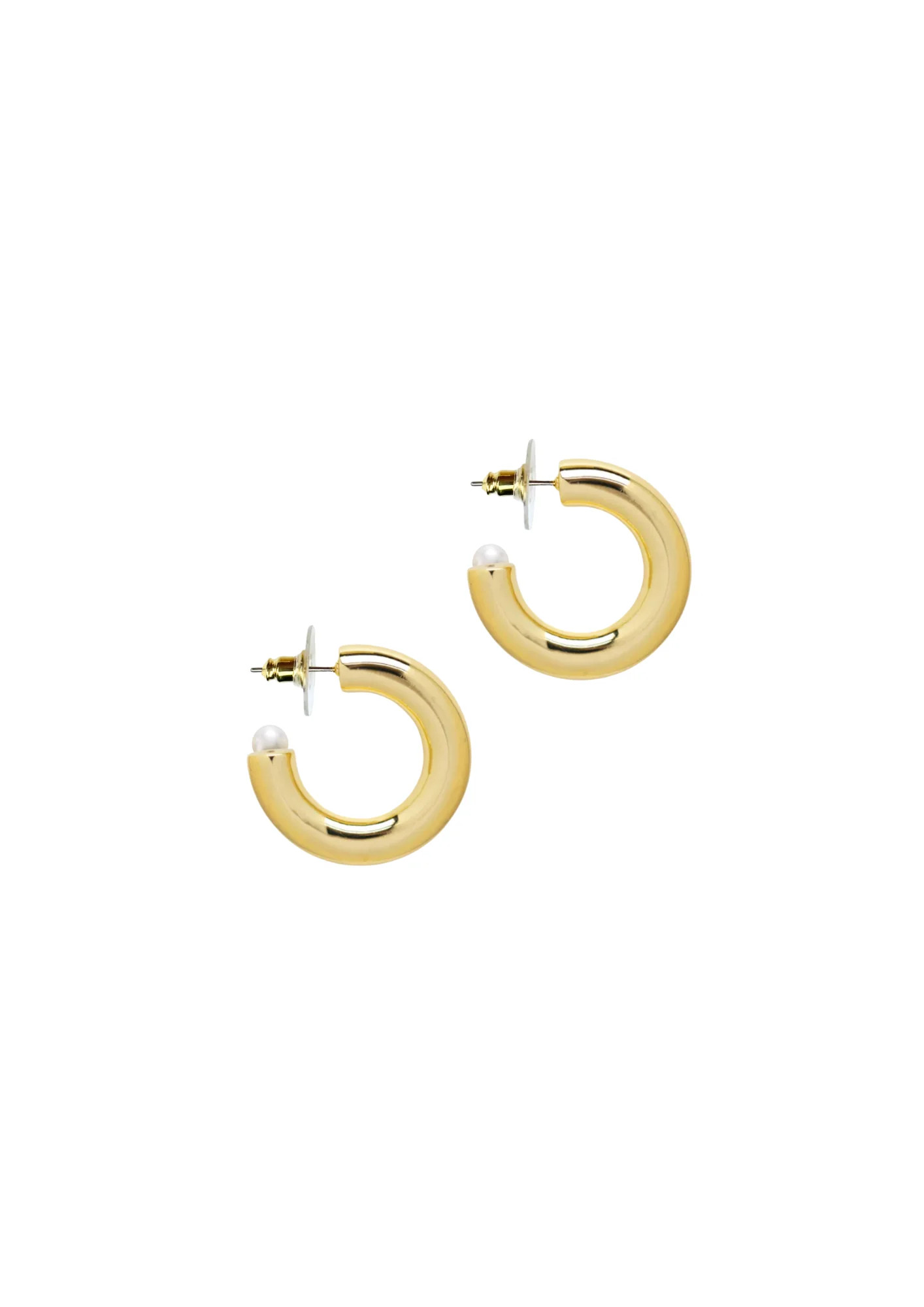 pre-order: Petite chunky golden hoops + pearl | Nicola Bathie Jewelry
