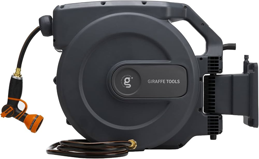 Giraffe Tools Hose Reel 1/2" x 155 ft, Heavy Duty Retractable Garden Hose Reel with Any Length Lo... | Amazon (US)