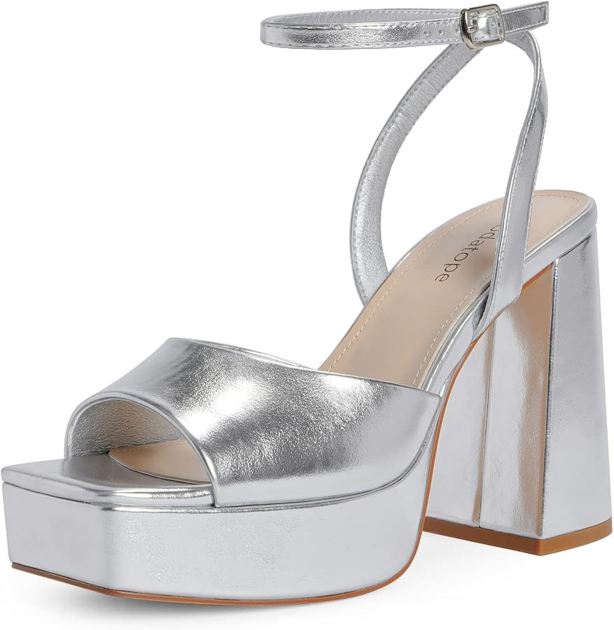 Modatope Platform Heels for Women Platform Sandals Womens Chunky Heel Open Toe Pumps Ankle Strap ... | Amazon (US)