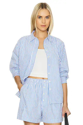 The Jancy Blouse in French Navy Stripe | Revolve Clothing (Global)