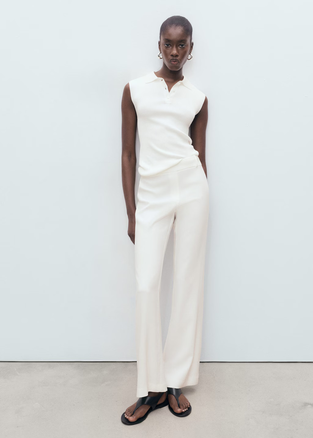 Straight-leg pants with belt loops white - Woman - M - MANGO | Mango (US/MX/AU)