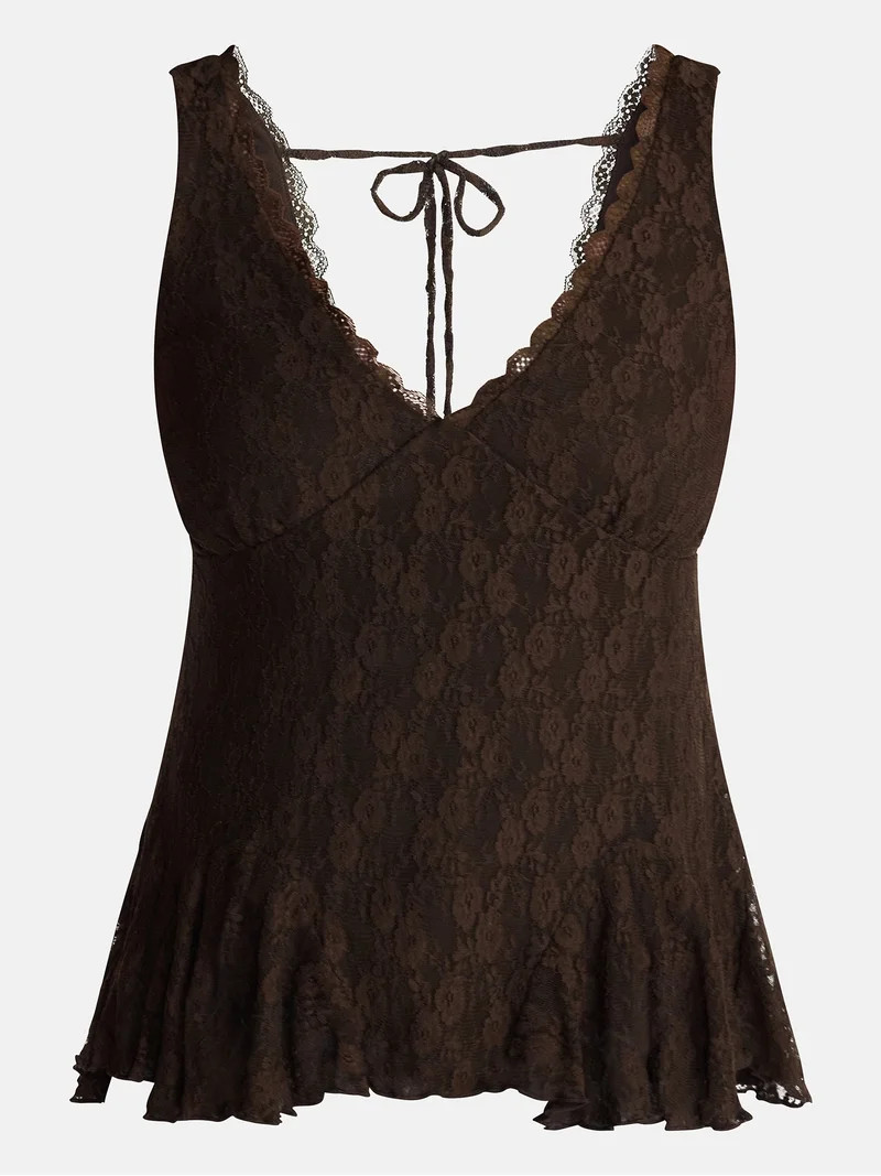 No Boundaries Lace Godet Tank Top, Women\u2019s XXS-XXL | Walmart (US)
