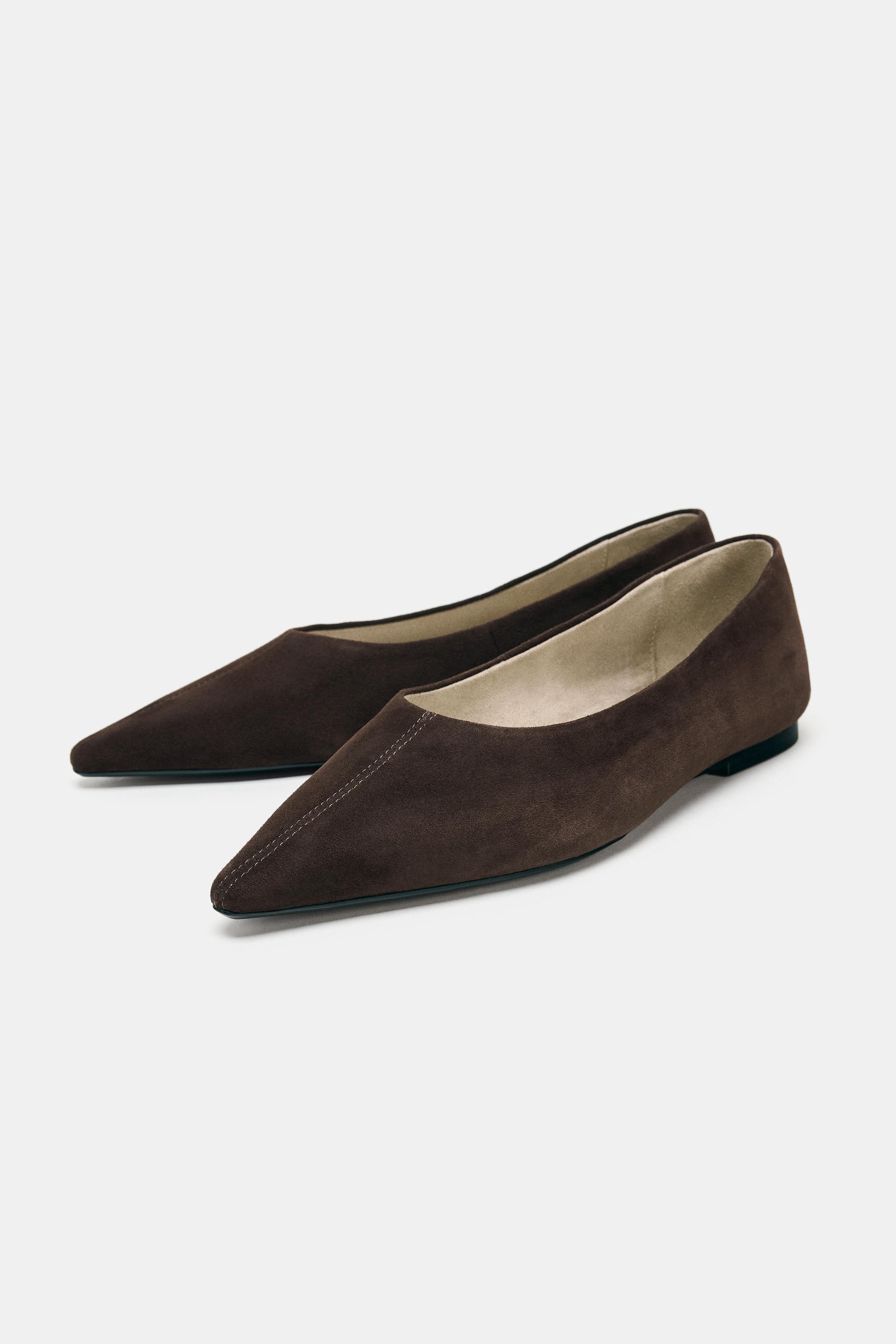 SUEDE POINTED BALLET FLATS | Zara US